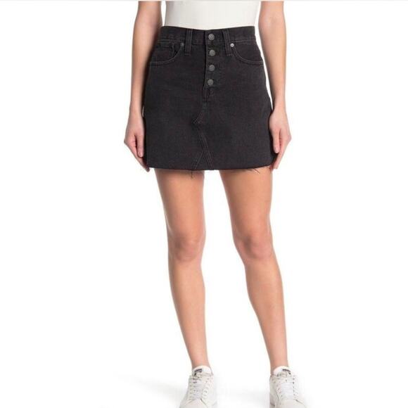 Madewell Rigid Denim A-Line Mini Skirt in Lunar Wash: Button-Front Edition sz 26 - Picture 5 of 12